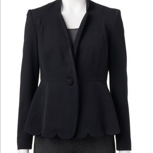 Black scalloped hem blazer
